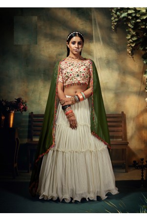 White Georgette Designer Lehenga 